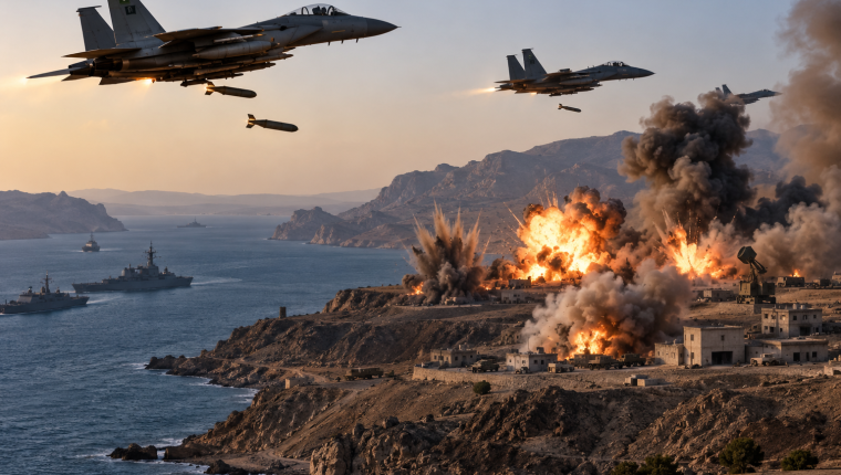 Saudi-Led Coalition Strikes Houthi Missile Network as Yemeni Forces Advance on Bab Al-Mandab