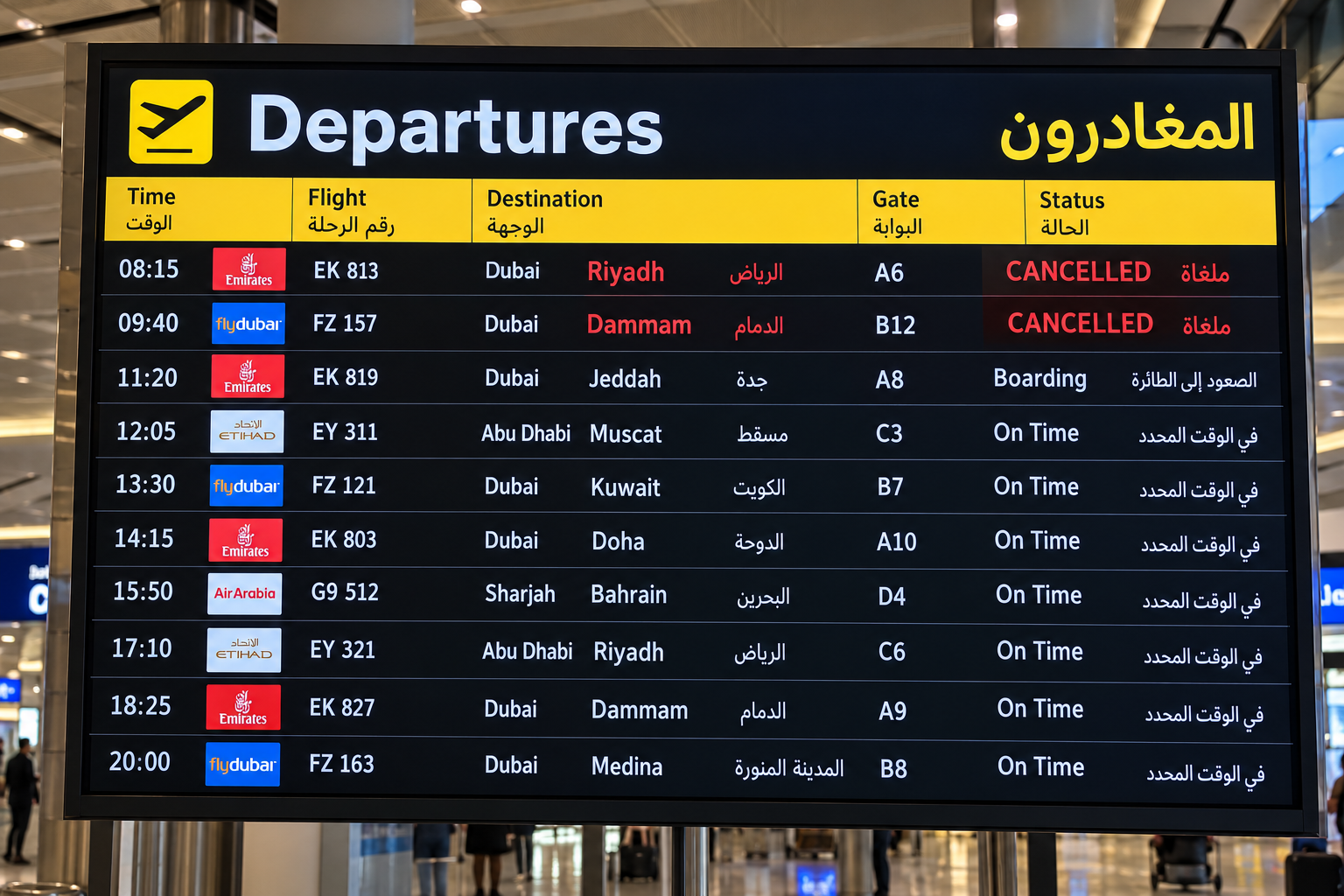 Etihad Cancels Saudi Flights Until November 5 as flydubai Extends Suspensions to October 29