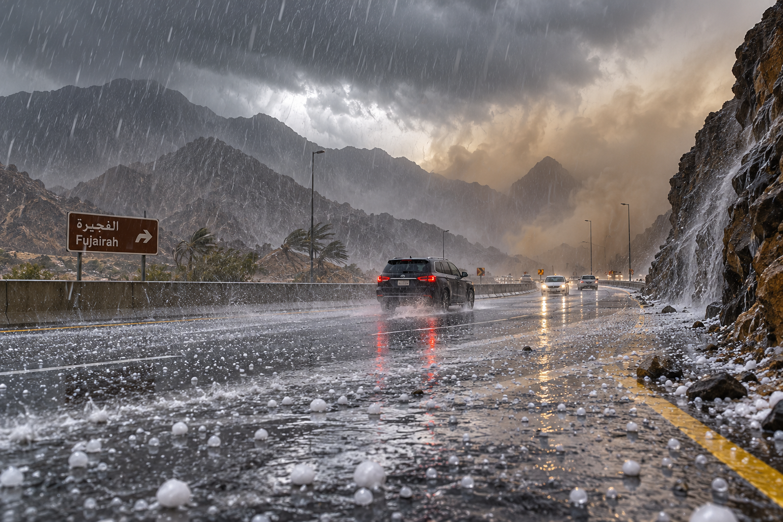 Hail Strikes Fujairah and Ras Al Khaimah as UAE Weather Alert Warns of Dust and Strong Winds