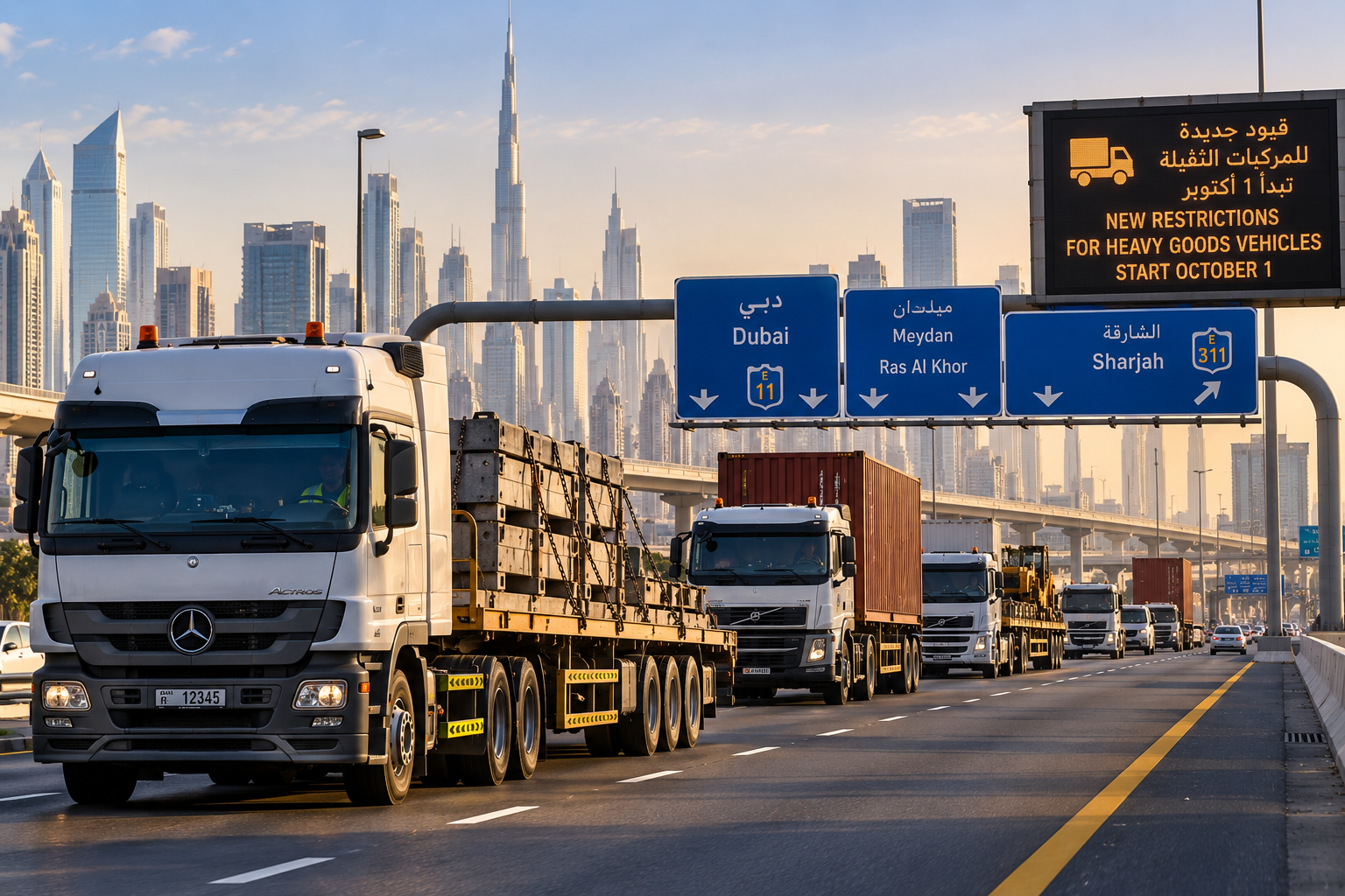 Dubai to Restrict Lorries on Sheikh Zayed Road and Key Routes From October 1