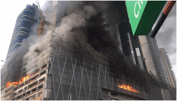 Fire Breakout as Thick Black Smoke Fills Dubai Sky